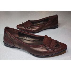 Born Vintage Women's Kiltie Style Brown Leather Slip-on Loafers Flats Size 7.5